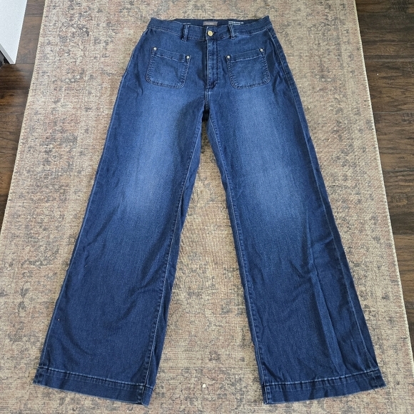 DL1961 Hepburn Wide Leg High Rise Blue Jeans Denim Vintage 33" Blue Tide Size 31 - Picture 2 of 8